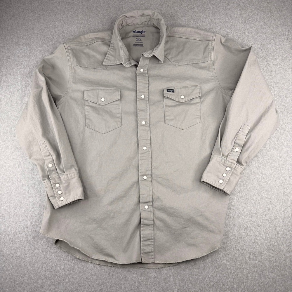 Wrangler Premium Performance Advanced Comfort gray Western Pearl Snap Shirt XXL